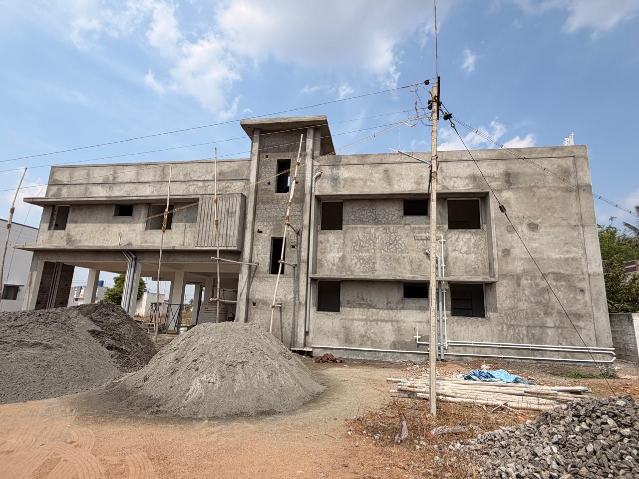 Independent house under construction, RCC frame stage